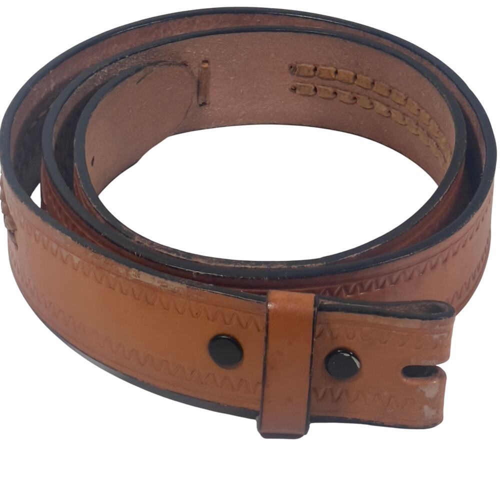 Made in Mexico Tan Western Belt Tooled Basket Weave Pattern Size 40